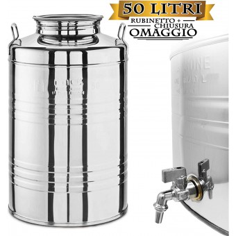 CONTENITORE PER OLI 50 L ACCIAIO INOX